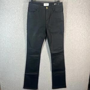 Frame Womens Black Le Mini Boot Coated Slim Bootcut Jeans Pants Size 27 $265